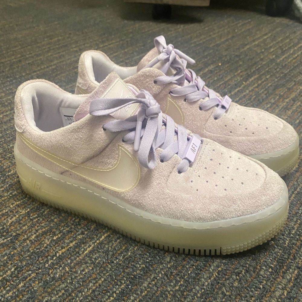 Purple suede Nike af1s with translucent soles